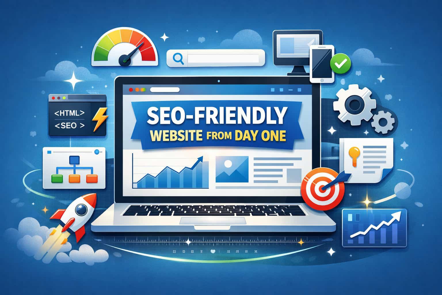 SEO-friendly website vs non-optimized website comparison showing speed and structure differences